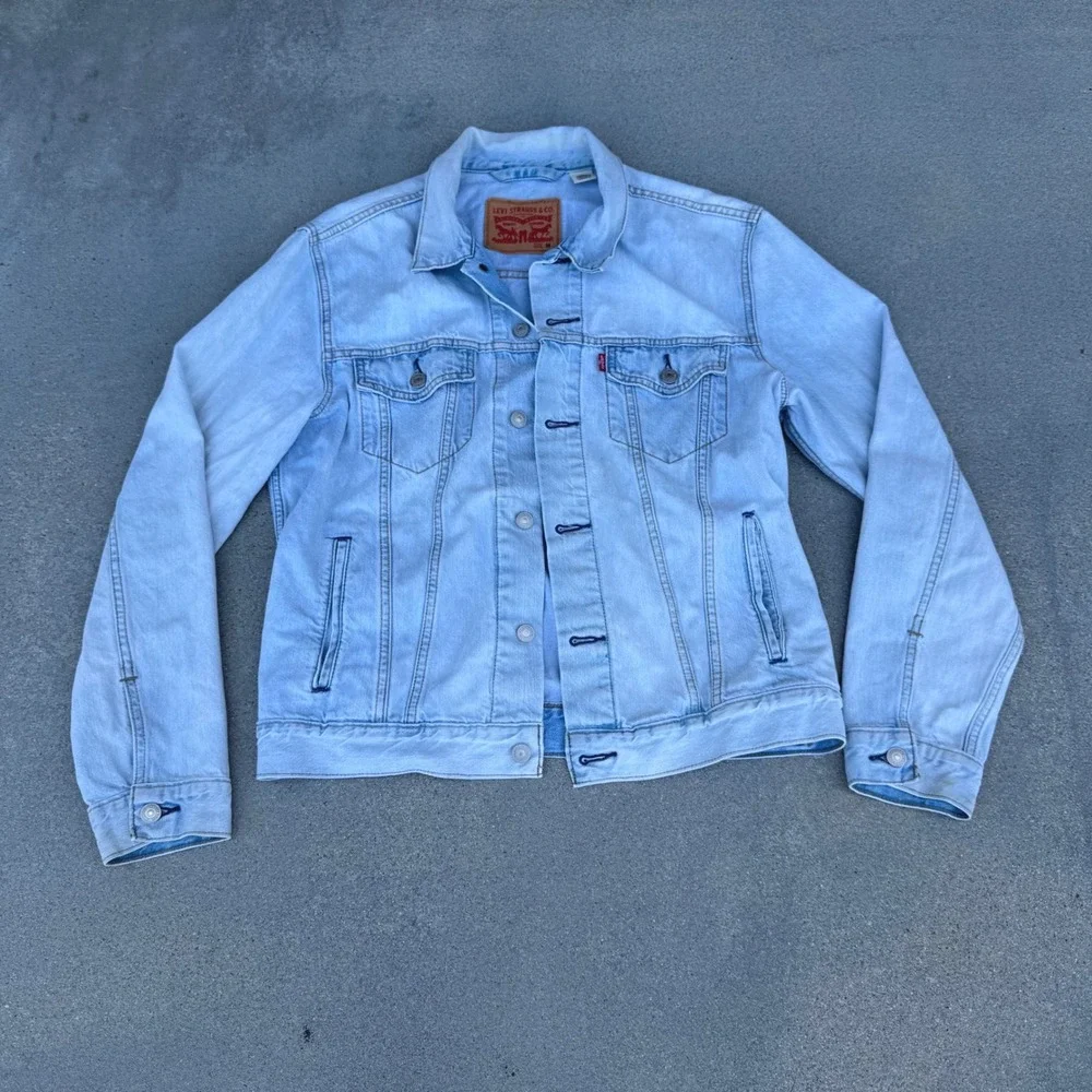 Levi's Mens Light Wash Denim Trucker Jacket Size M Blue Cotton - Picture 2 of 8